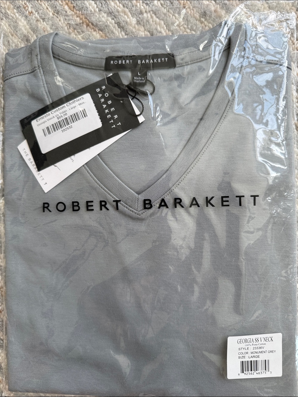 Robert Barakett Monument Gray V-Neck Tee